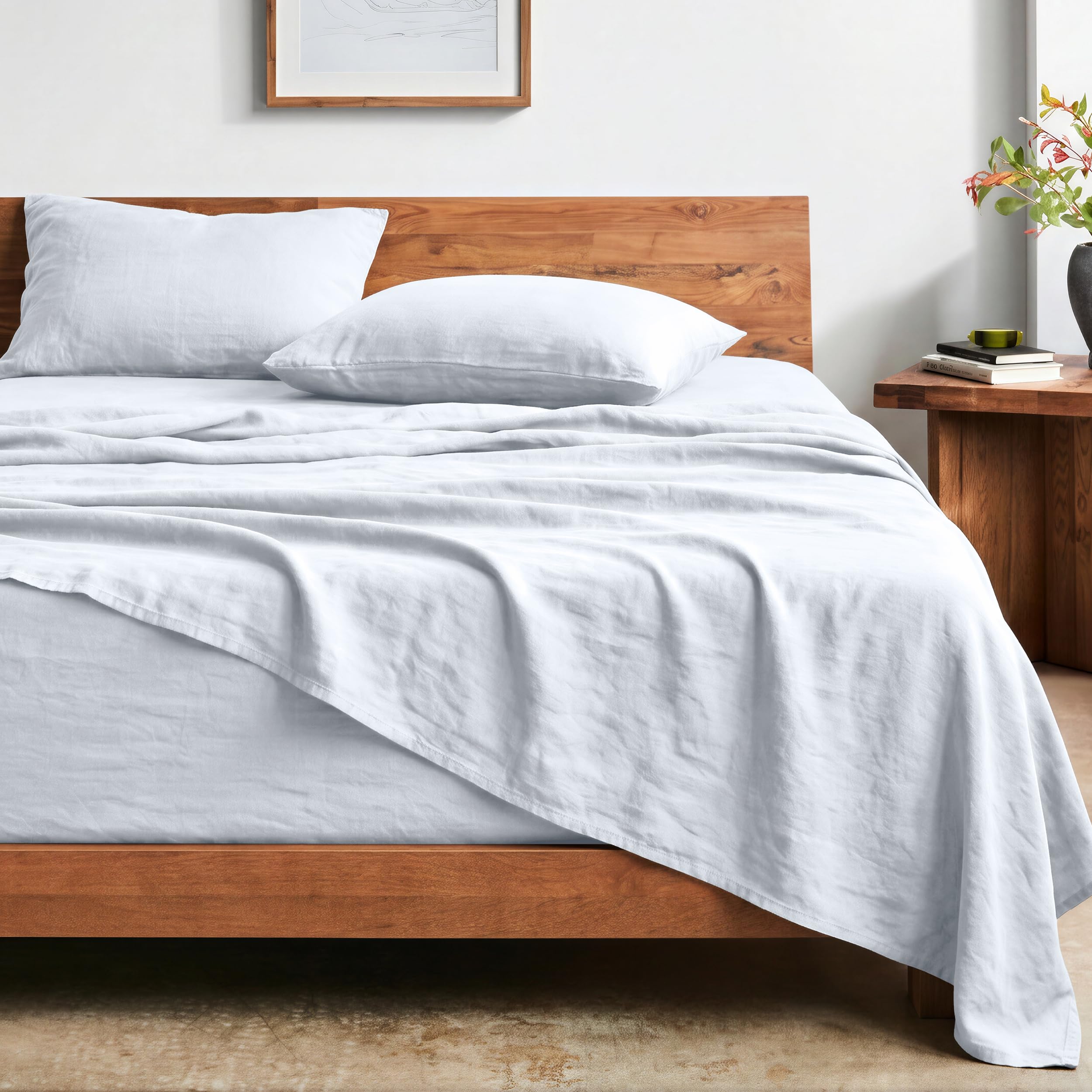 bare home twin sheet set - luxury 1800 ultra-soft stonewashed microfiber - brushed - deep pockets - easy fit - breathable bedding - sheet sets & pillowcases (twin, white)