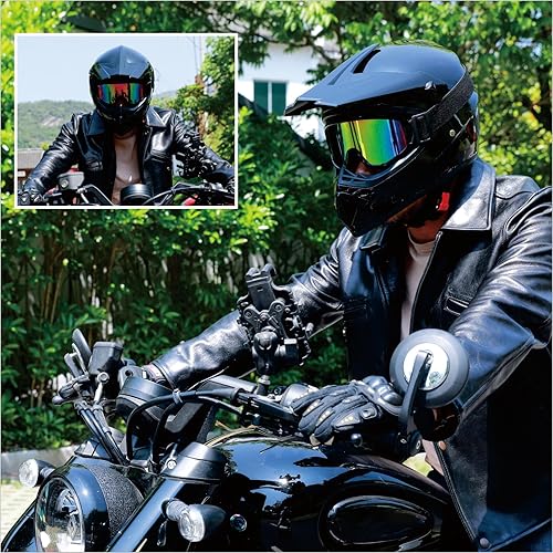 Miniatura 6 de Cascos de Dirt Bike para Adultos Negro DOT ATV Motocross Motocicleta Todoterreno Calle Bicicleta de Montaña Cara Completa con Gafas Guantes Máscara