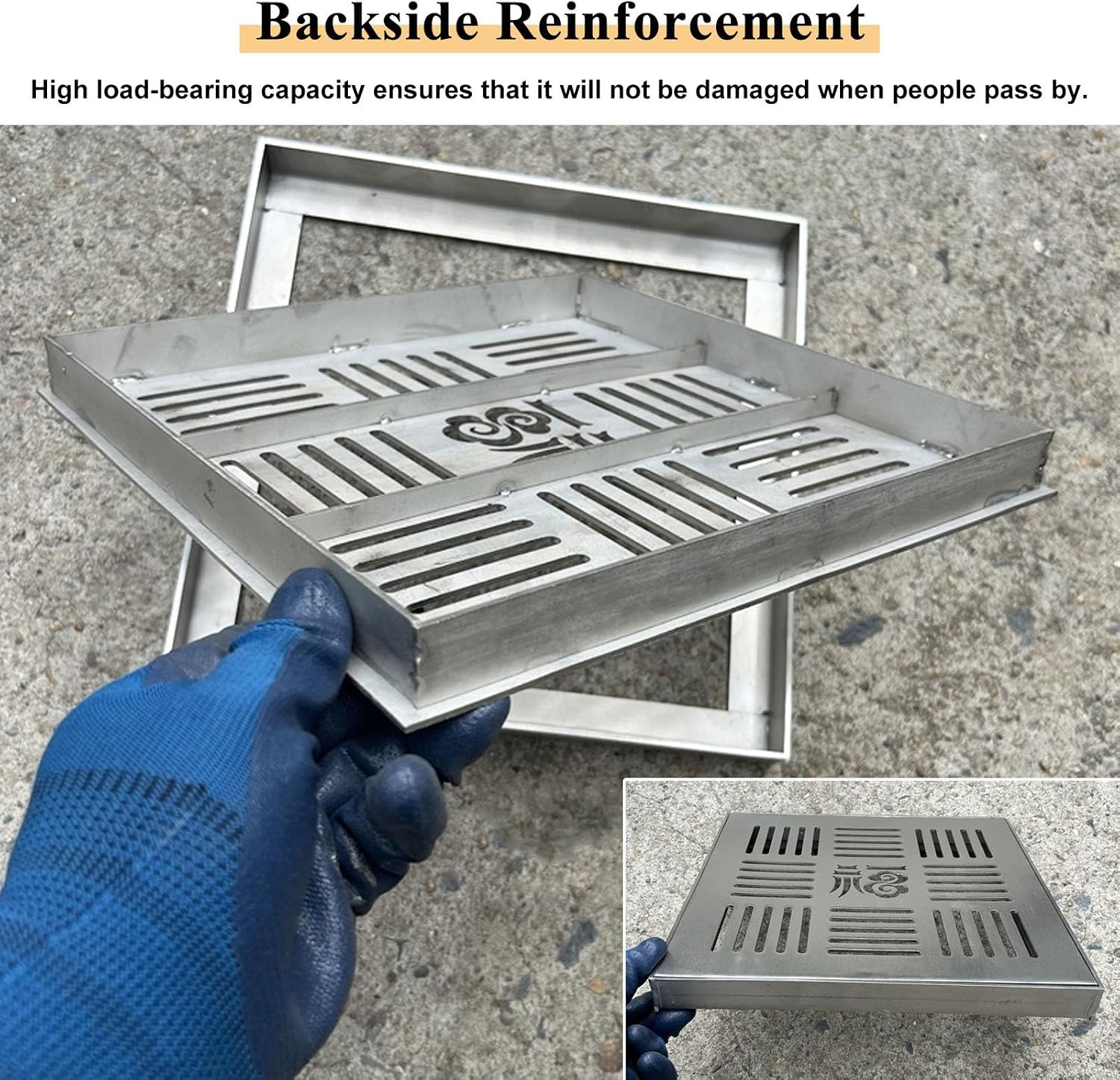 Stainless Steel Floor Drain Grate Cover - 8 to 24 Inch Square Drainage Solution, Heavy-Duty Sewer Grating System (60x60x3cm, 23.6x23.6x1.2in)