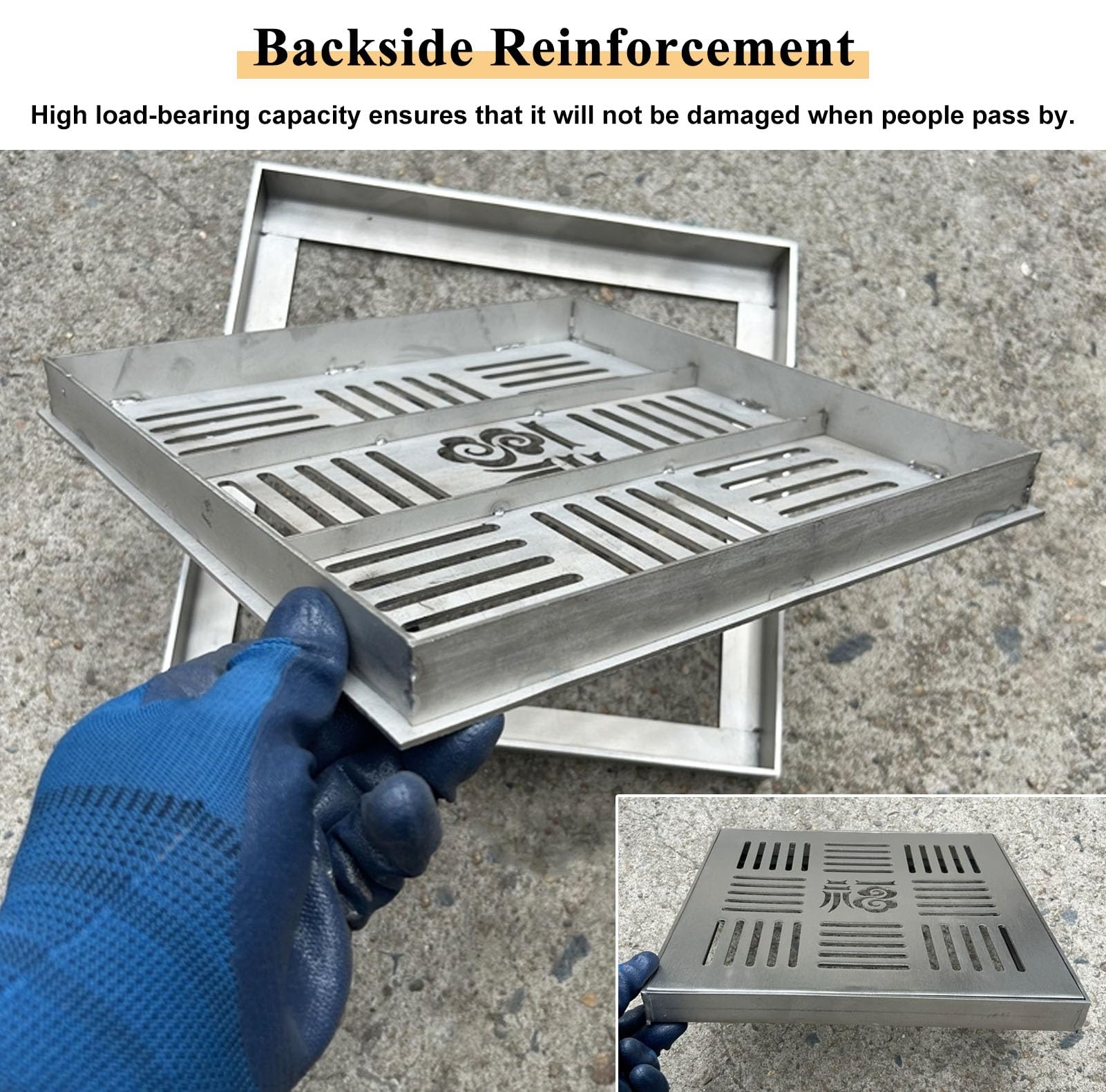 Caniveau Exterieur Grille de Drainage Carrée pour L'extérieur et L'intérieur. Grille de Drainage en Acier Inoxydable 304 pour Douche, Cuisine, Jardin(45x45x3cm(17.7x17.7x1.2in))