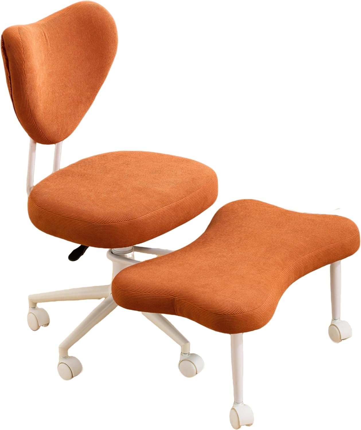 Upgraded Meditation Chair with Adjustable Height, Swivel Cross Legged Chair with Wheels, ADHD Kneeling Seat Criss Cross Desk Chairs with Adjustable Stool, Flexible Design for Fidgety Sitters, Orange