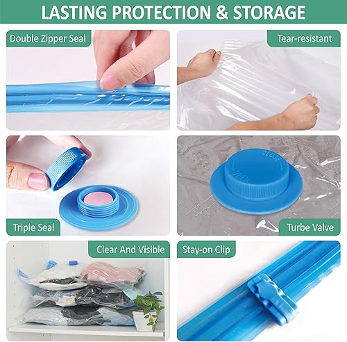 Miniatura 6 de Cozy Essential Travel Vacuum Storage Bags with Rechargeable Wireless Electric Pump, Space Saver Bags for Luggage, Suitcase, Carry-On, for Clothes,