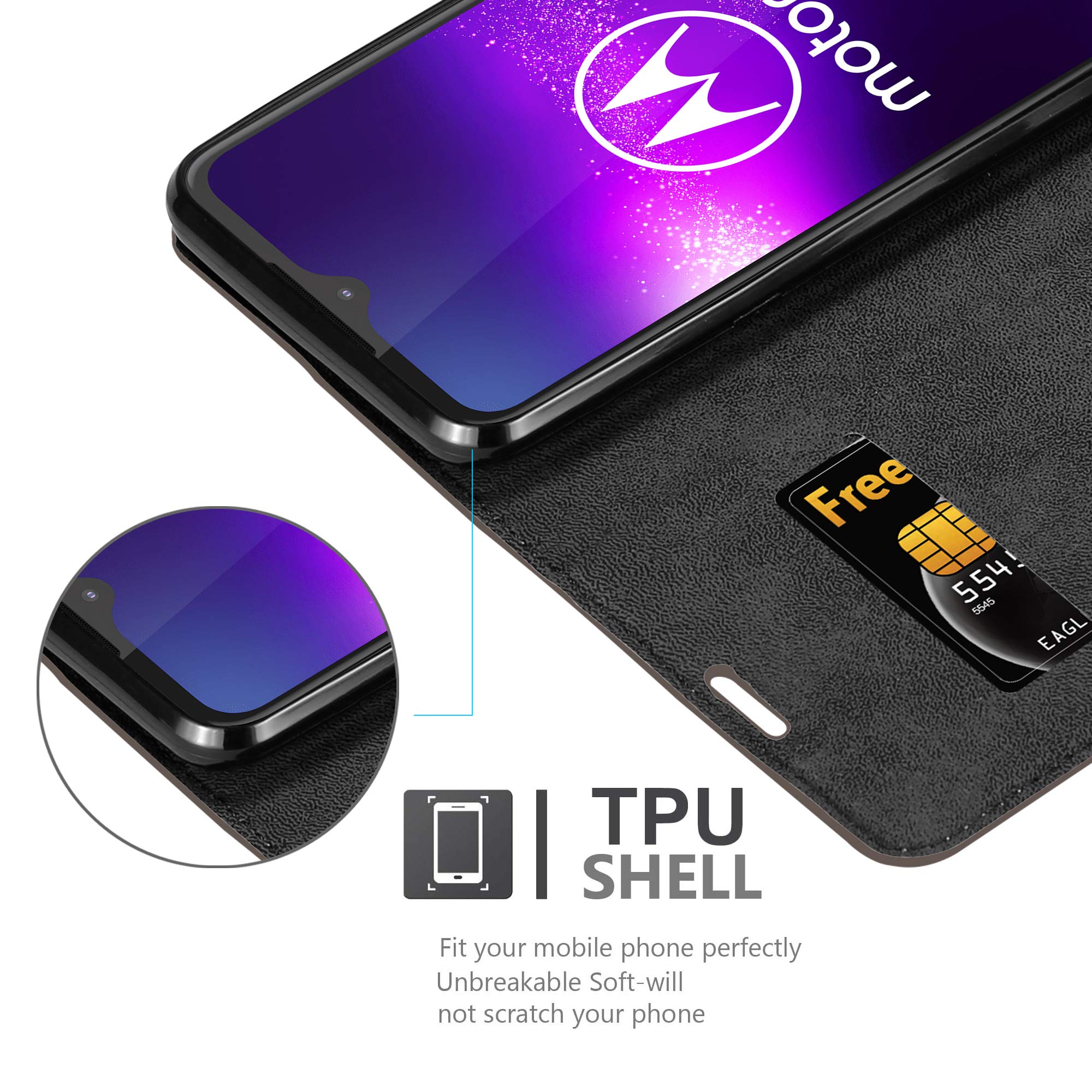 Cadorabo Custodia Libro compatibile con Motorola One Hyper in BRUNO CAFÉ - con Vani di Carte, Funzione Stand e Chiusura Magnetica - Portafoglio Cover Case Wallet Book Etui Protezione