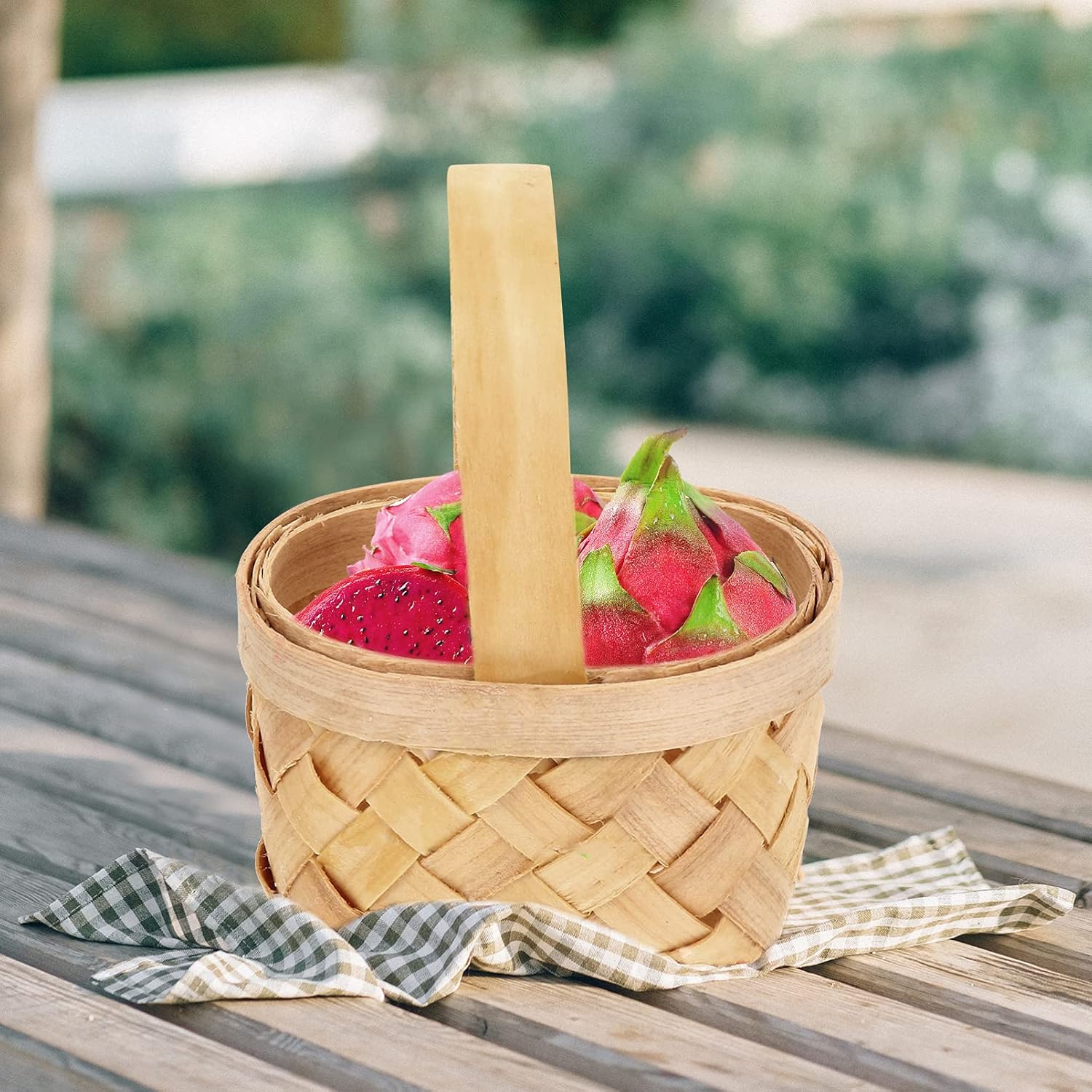 YARNOW Hand-Woven Basket Small Wicker Flower Girl Basket 2.6 Inch Rustic Storage for Wedding Party Home Decoration Container
