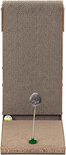Gecheer Indoor Cat Scratching Board for Small to Large Cat, Corrugated Board-Covered Cat Scratcher, Cat Scratching Pad with Bell and Built-in Toy