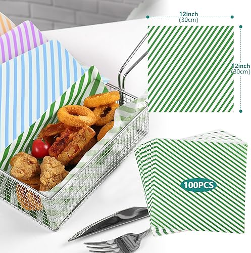 Miniatura 9 de GeeRic Hojas de papel encerado de 12 x 12 pulgadas, 100 forros para cestas de alimentos para sándwiches, hamburguesas, envoltorios de alimentos