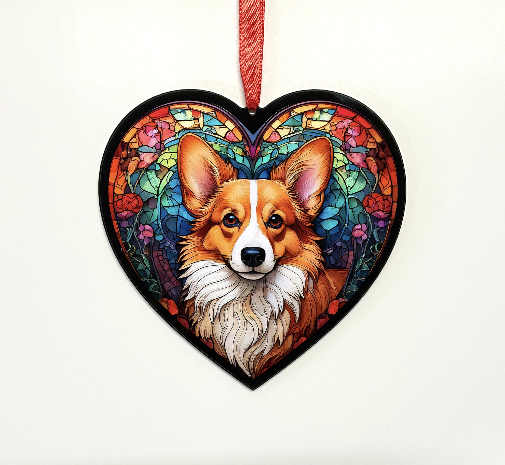 Corgi Heart Suncatcher - Memorial or Gift for Dog Lovers - 19cm
