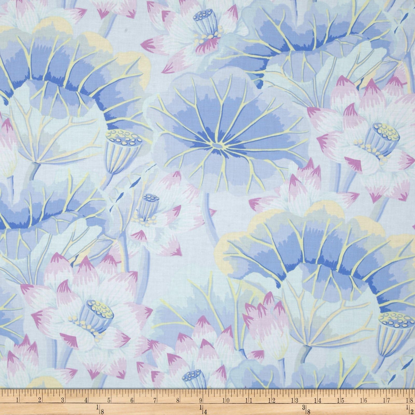FreeSpirit Fabrics Kaffe Fassett Collective Lake Blossoms Sky Fabric By The Yard