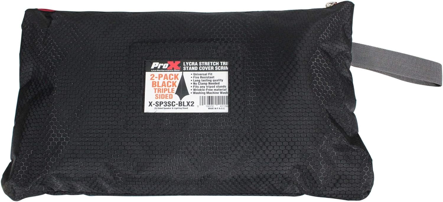 ProX X-SP3SC-BLX2 Two-Pack Three Side Speaker Stand Cover Scrim (Black)