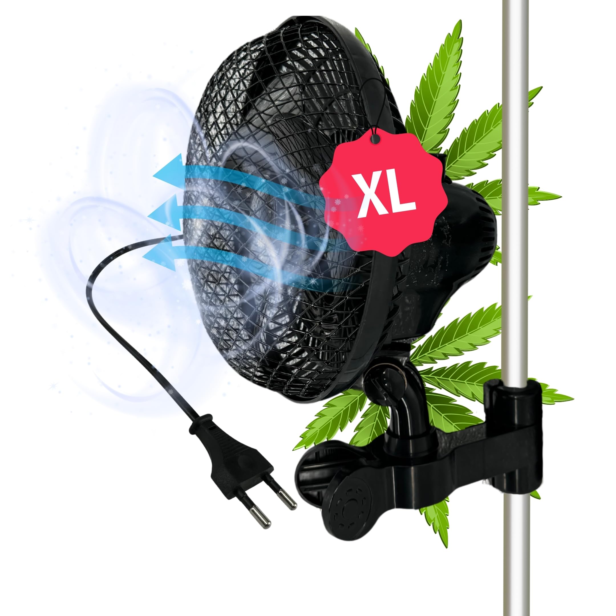 TronicXL Premium Oszillierender Grow Clip Ventilator oszillierend I Extra groß I kompatibel mit Growbox für Growboxen Belüftung Zuluft Abluft Umluft Grower Fan Lüfter