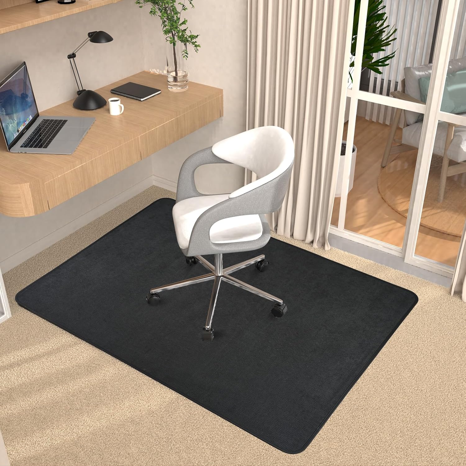 Placoot Heavy Duty Office Chair Mat for Carpet and Hardwood Floor Corduroy Surface Desk Chair Mat Rug 36'' x 48'' Jacquard Woven Surface Floor mats for Office Home
