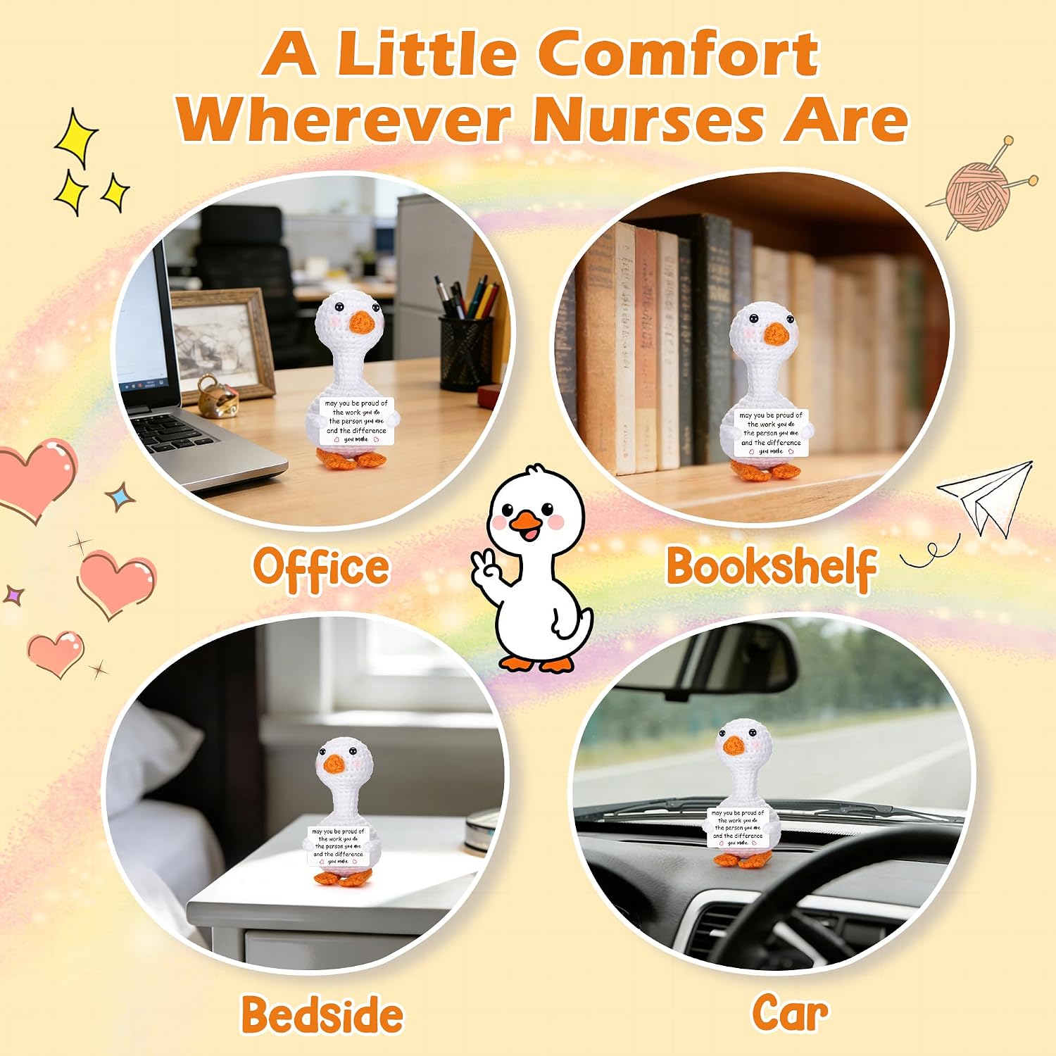 Mini Goose Thank You Gifts for Women Boss Manager Coworker May You Be Proud of The Work Appreciation Gifts for Teacher Nurse, Thank You Gift for Friends Employee Assistant Staff Positive Crochet Goose