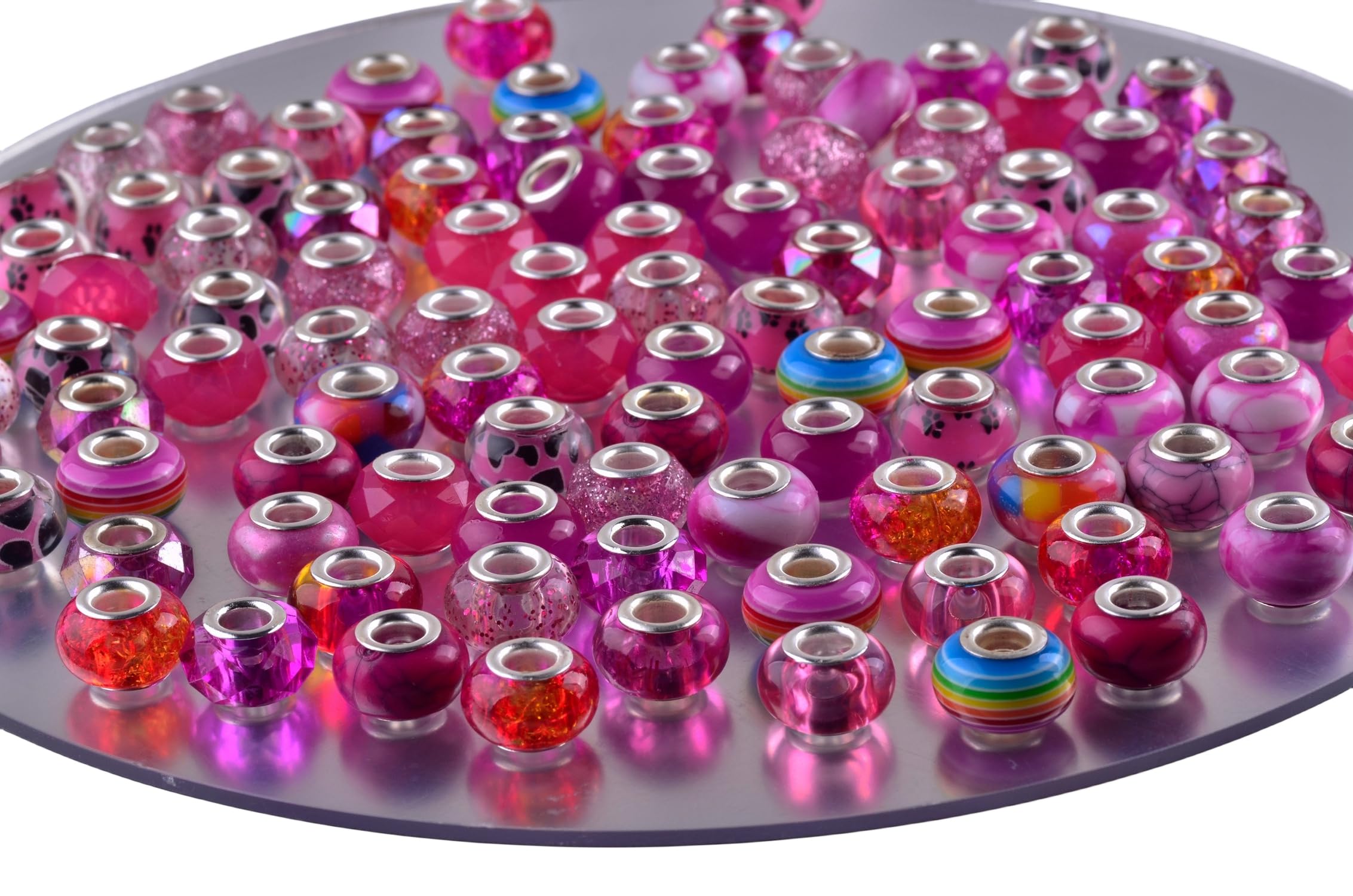Cuentas de agujero grande para hacer joyas, 100 cuentas europeas de 15 mm para bolígrafos, cuentas espaciadoras de cristal de Murano para manualidades, decoración de estacas