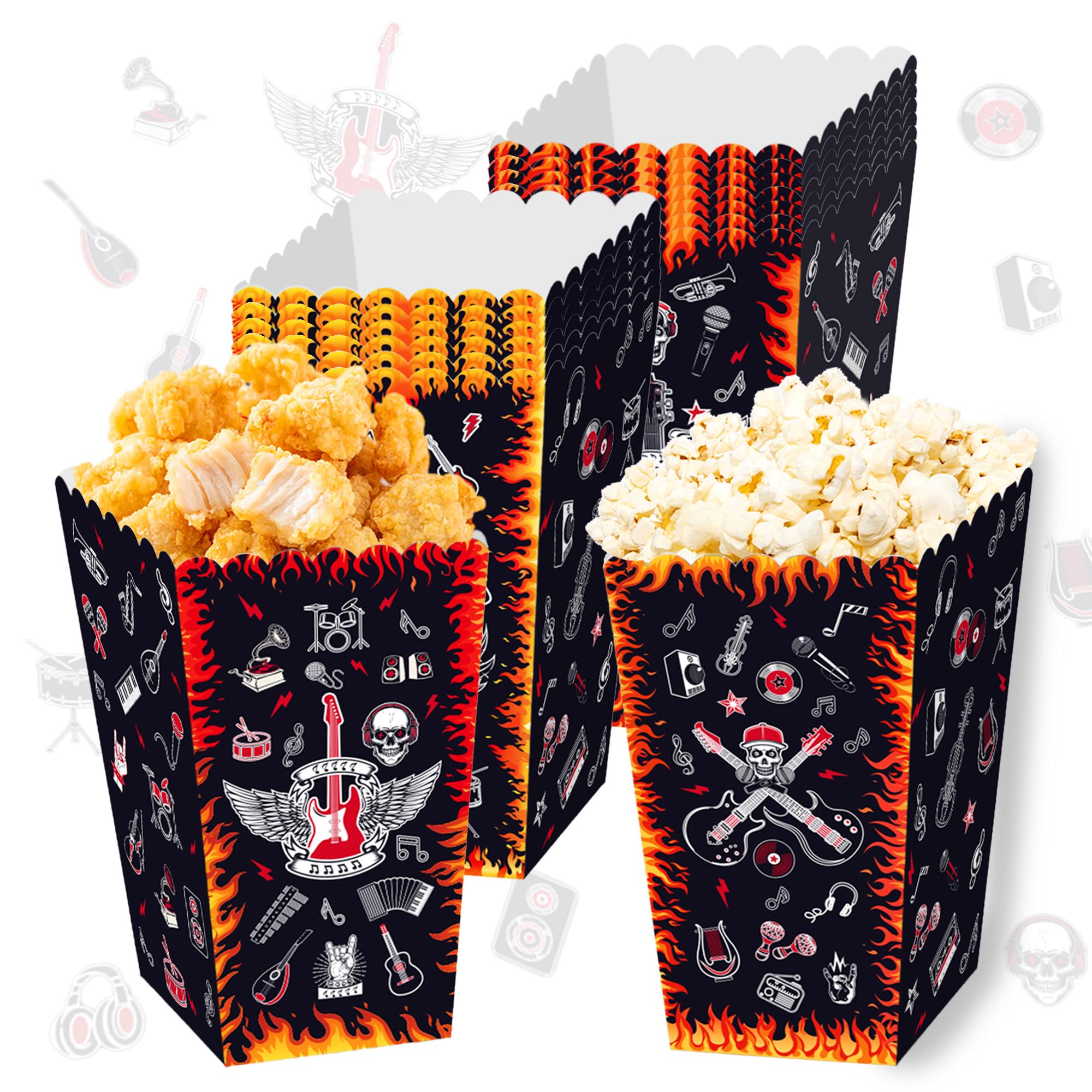 12 PCS Rock Roll Goodie Boxes Goodie Treats Candy Foods Present Treat Party Favors Bags for Rock Music Party Supplies