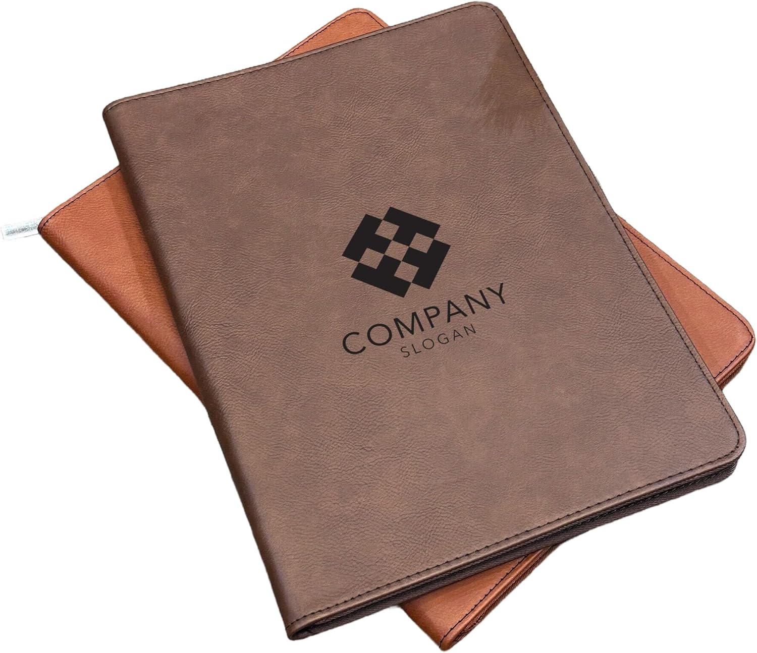 Custom Leather Portfolio with Zipper, Personalized Company Logo Padfolio, Custom Engraved Company Padfolio, Unique Vegan Leather Portfolio