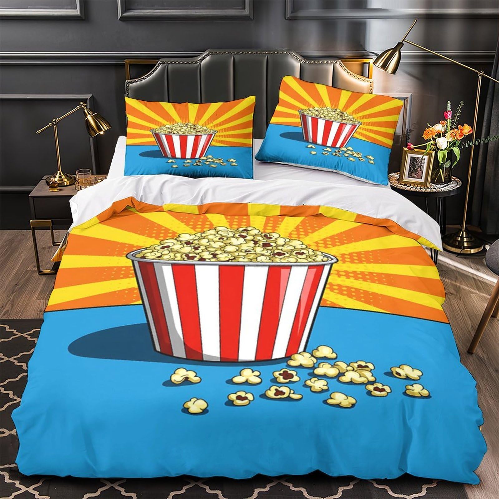 Parure de lit pop-corn en microfibre 140x200 pour chambre d'ado