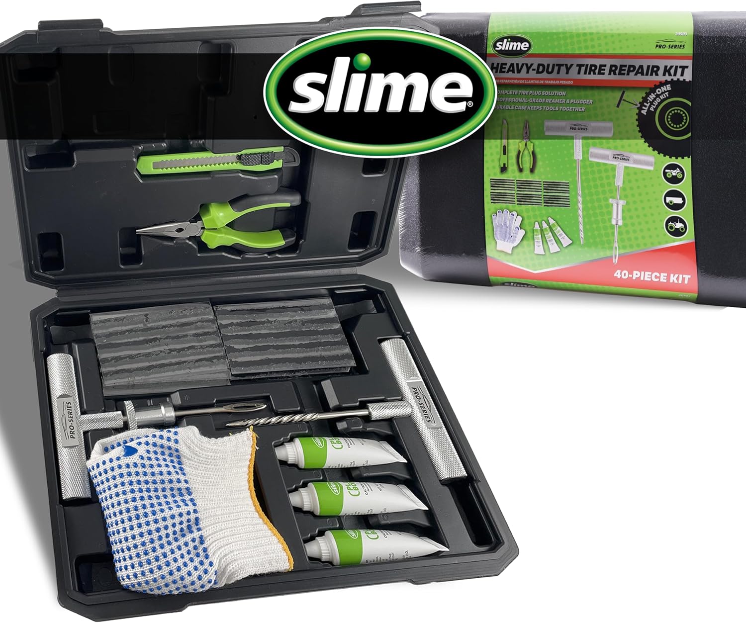 Slime 20503 Flat Tire Repair Reamer Plugger Kit, Heavy Duty, Universal, Complete 40