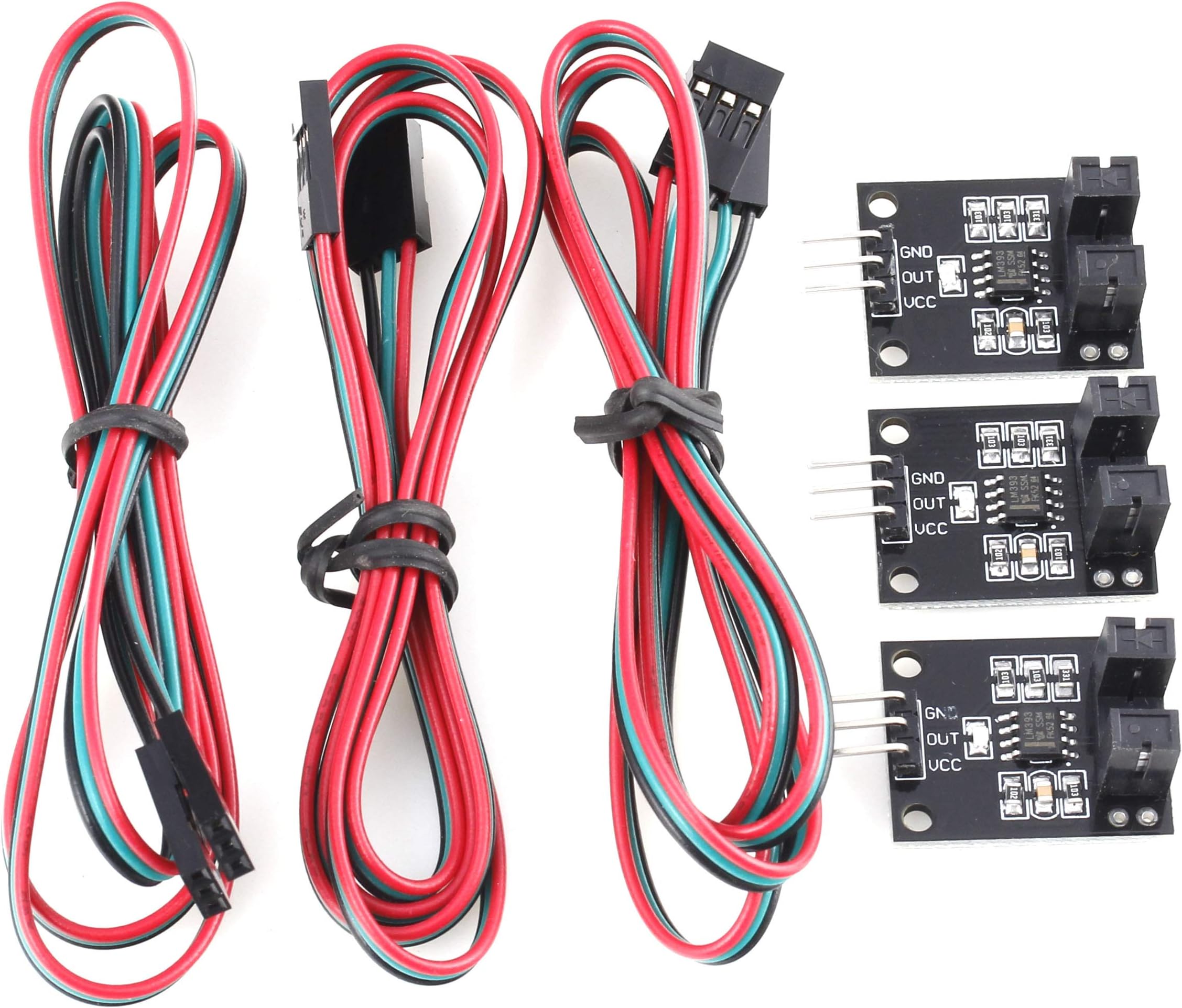 3 Pack Optical Limit Switches Endstop with Comparison Circuit LM393 70cm Line IR Counter Module