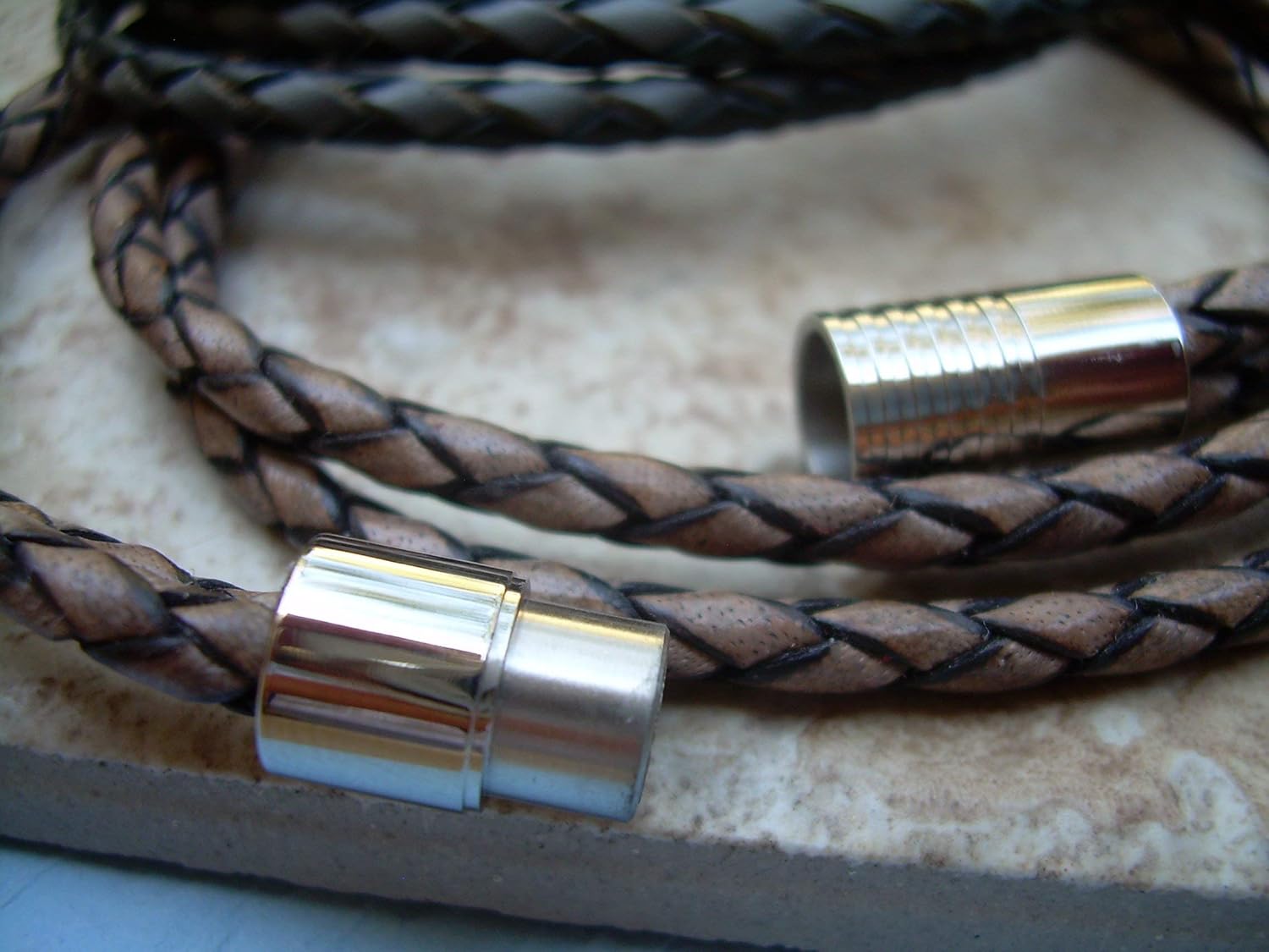 Magnetic Clasp Leather Bracelet, Stainless Steel, Mens Jewelry,Mens Bracelet,Wrap Bracelet, Mens Gift, For Him