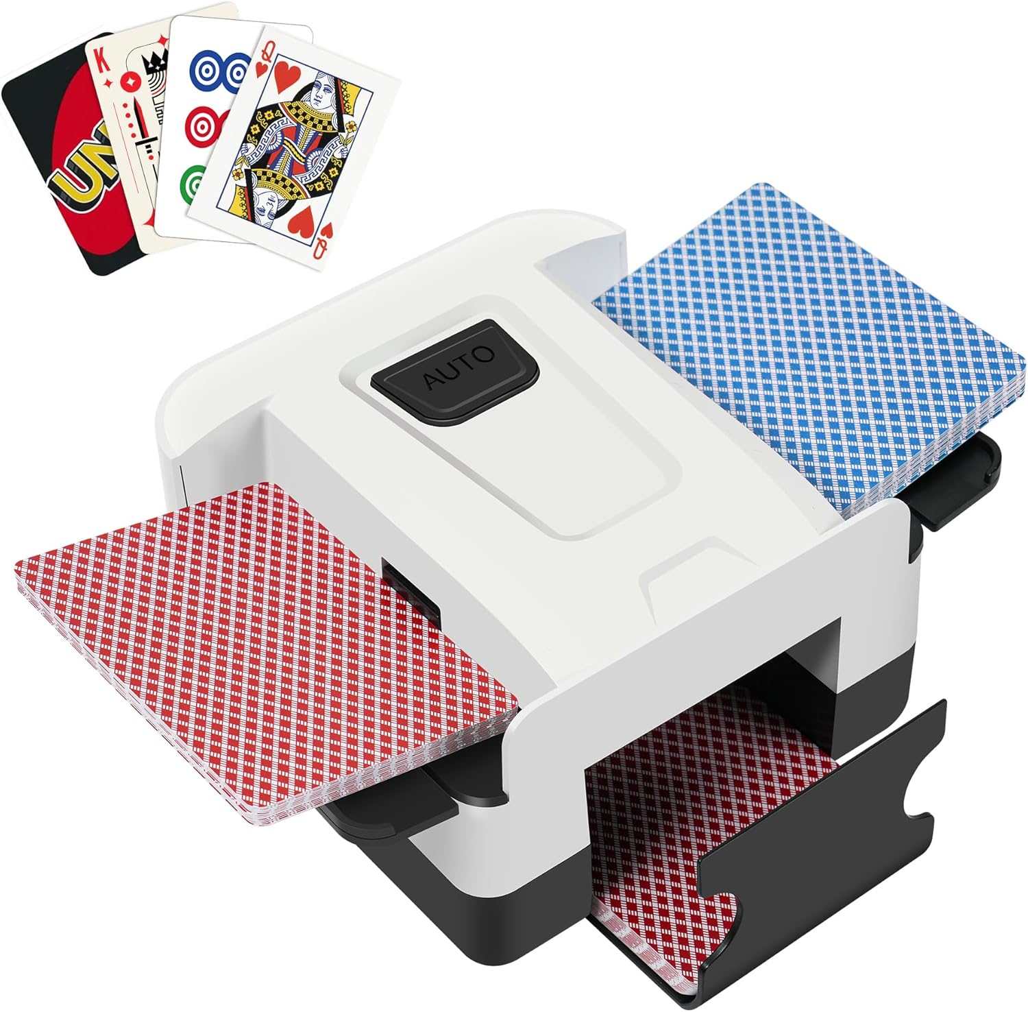 Automatic Card Shuffler for 1-2 Decks, Playing Card Shuffler with One-Press AUTO, Portable Card Shuffler Machine for Poker, Blackjack, Skip-Bo, UNO, Phase 10 and More