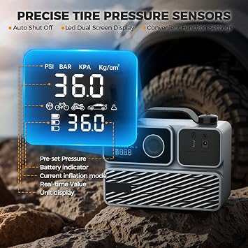 Tire Inflator Portable Air Compressor, Cordless Mini Air Pump for Car Tires