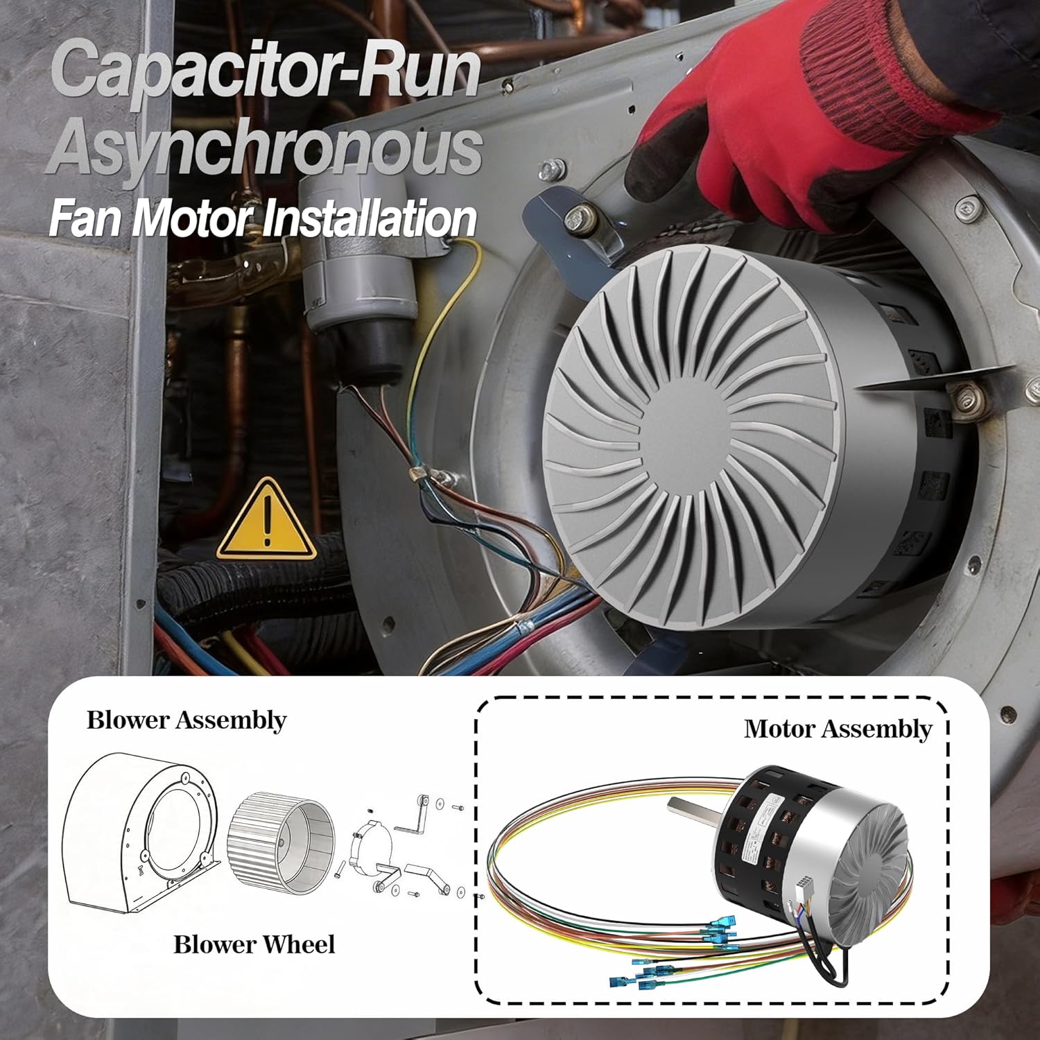 6205E 1/2 HP ECM X-13 Furnace Blower Motor 208/230V 3.8A 1050RPM – Replacement for MOT13004 MOT12888 1185157 1186459 HD44AE137 Carrier ICP Trane American Standard HVAC