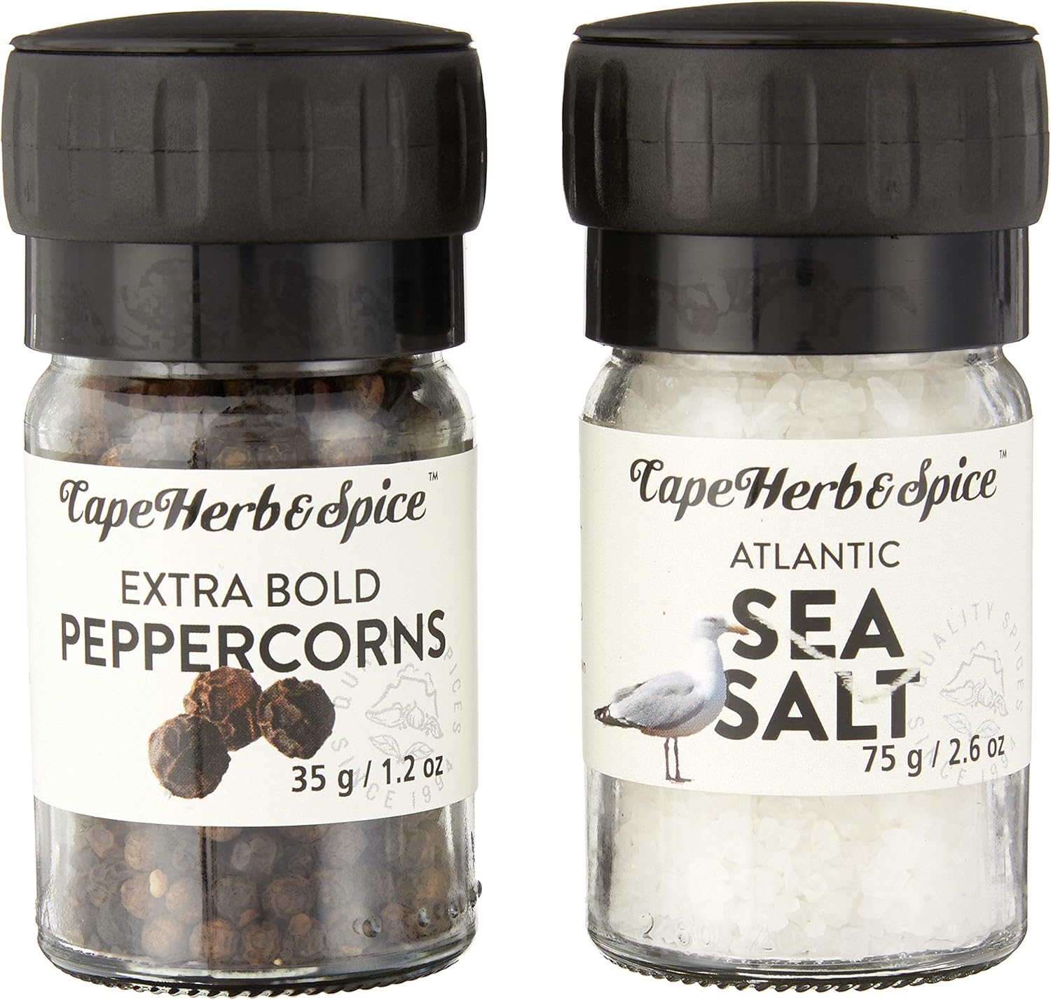 Cape Herb and Spice Mini Twinset Salt and Pepper Grinder, Salt and