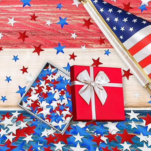 Miniatura 3 de Decoración patriótica de estrellas para el 4 de julio, Día de la Independencia de Estados Unidos, decoración de estrellas patrióticas, confeti para