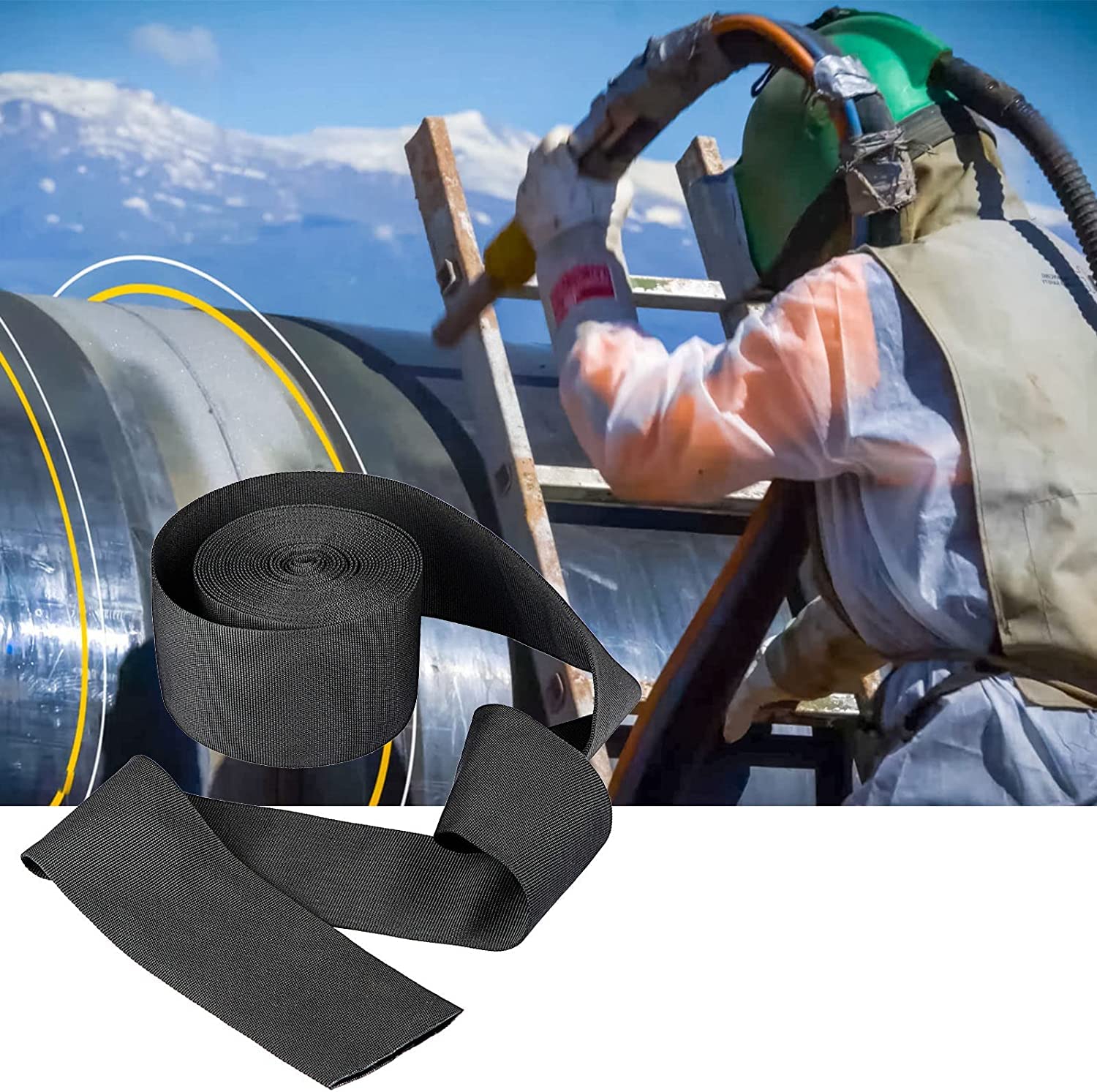 Funda protectora de nailon para manguera, cubierta de cable de soldadura, manguera hidráulica, 1 pulgada de diámetro interior, 25 pies de longitud, color negro
