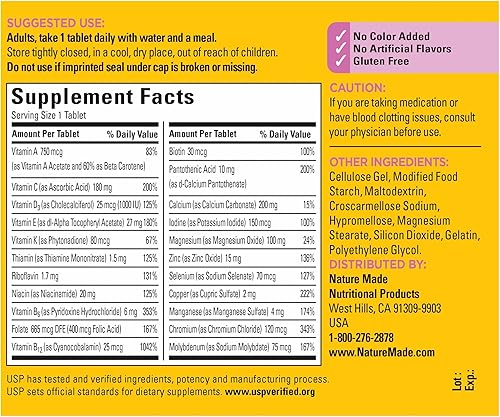 Miniatura 6 de Nature Made Paquete combinado de multivitamínicos de más de 50 para él y ella, multivitamínico para hombres y mujeres con vitamina C, vitamina D3,