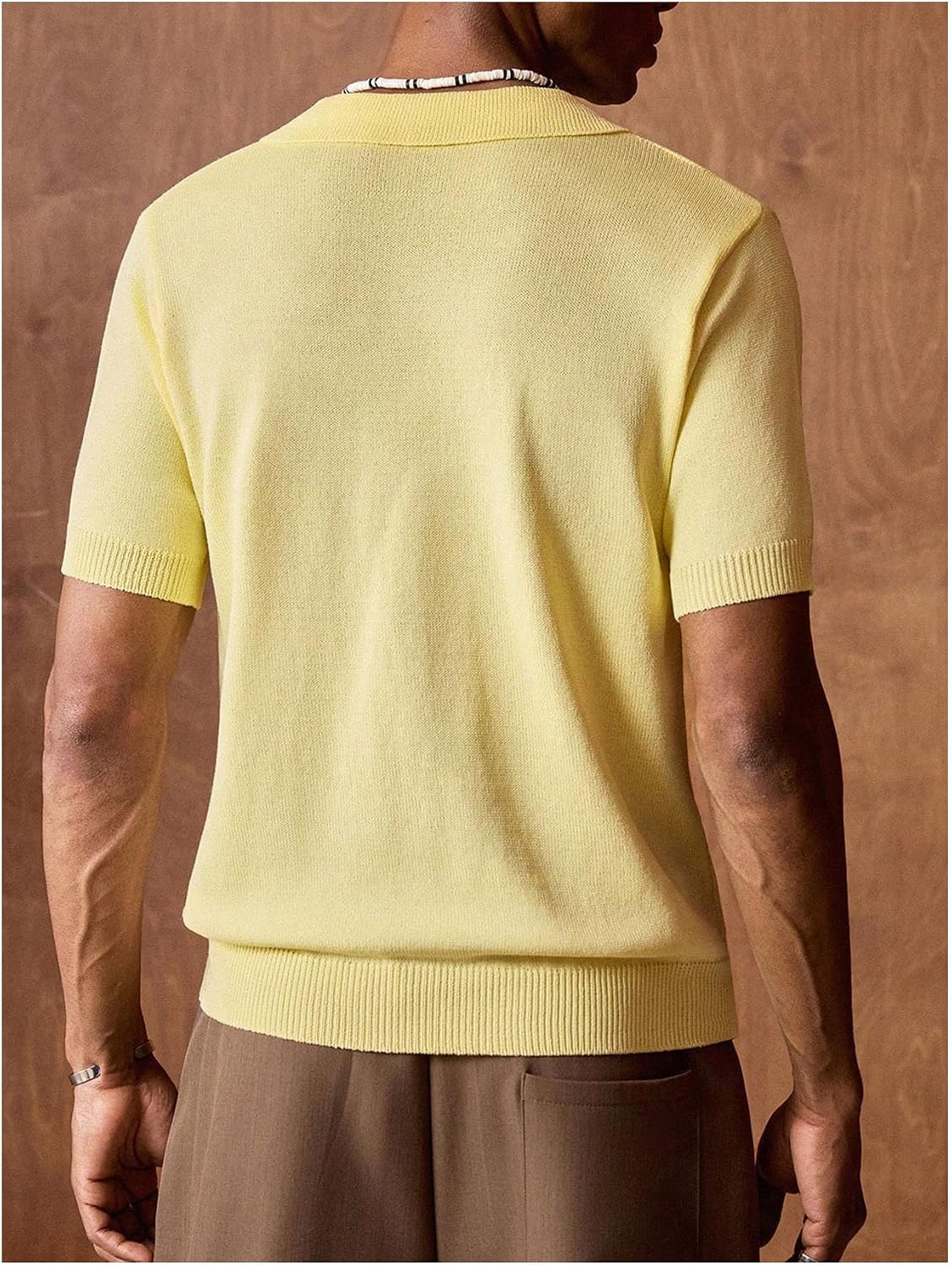 SHENHE Men's Short Sleeve Sweater Collared V Neck Regular Fit Summer Knit Top Pullover