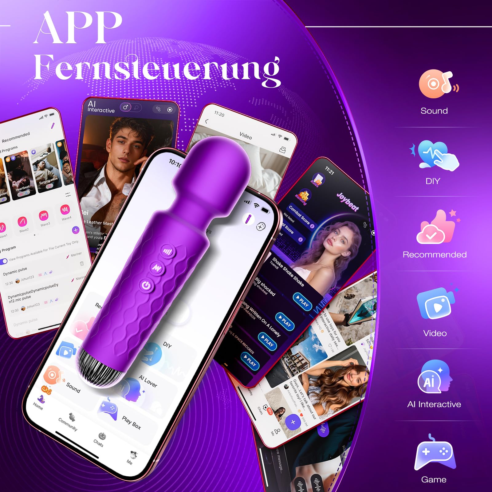 Gobeken Vibratore don, dildo con di vibrazione, sex toys vibratoreper don professiole 20 frequenze 10 intensità di vibrazione, vibratoriper donne sexytoysys don viola, vibratoreper don clotoride