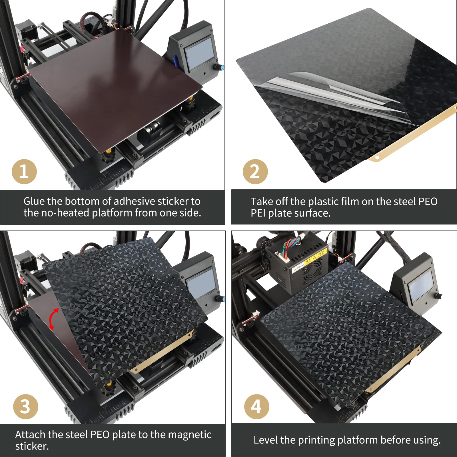 IdeaFormer Double-Sided Textured PEO+PEI Magnetisches Druckplatte 235x235 mm, PEO+PEI Spring Steel Sheet für Ender 3/3 Pro/3 V2/5/5 Pro/Neptune 2/3/4/Pro Sovol SV05/SV06 3D Drucker Druckbett