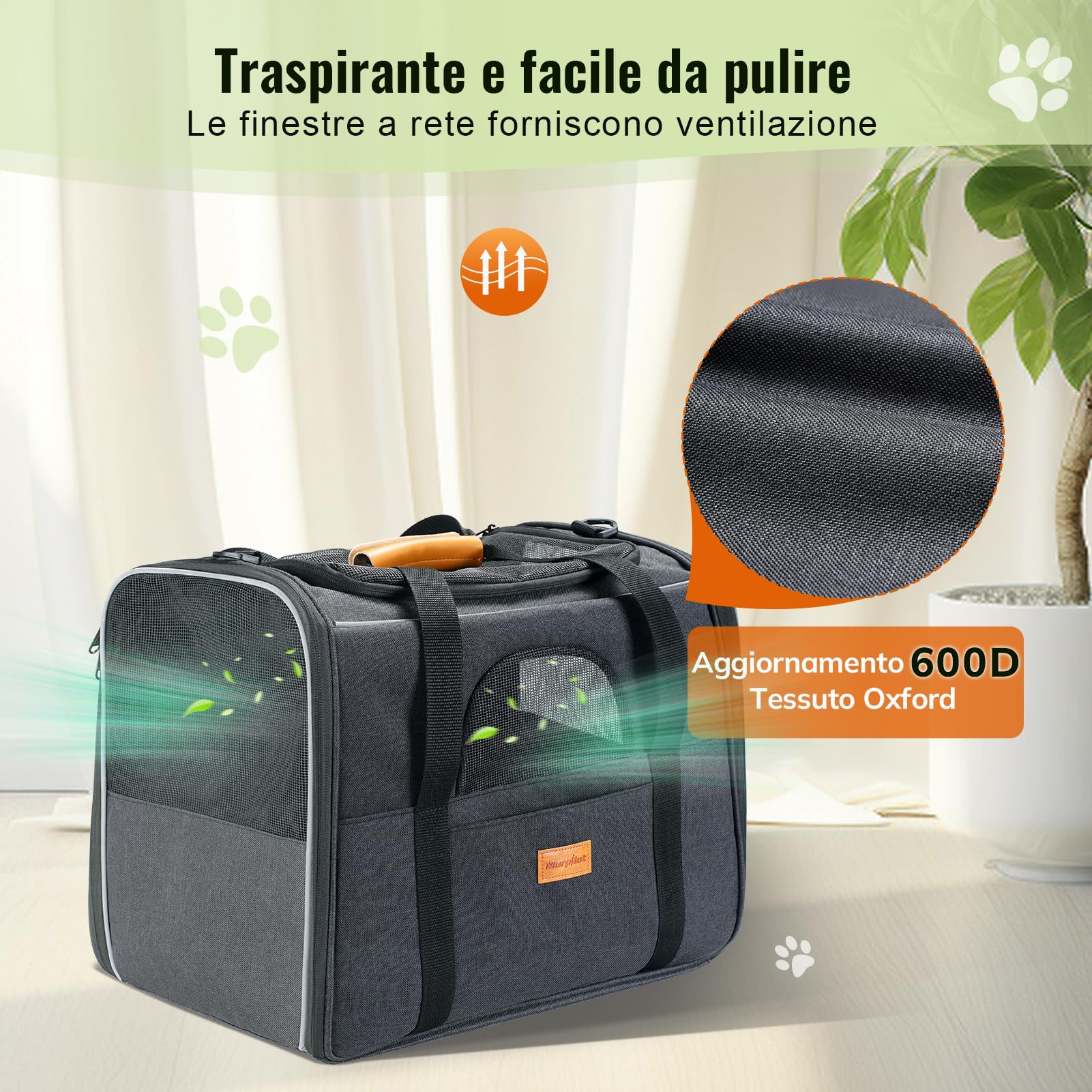 Trasportino per Cani e Gatti, Morpilot Gabbietta Morbida per Animali Domestici, Borsa portabile o a Tracolla in Tessuto da Trasporto Confortevole, Borsa Ripiegabile Viaggio Sull' Aereo