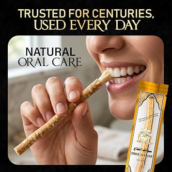 SEWAK AL-FALAH Miswak (Traditional Natural Toothbrush) - 10 Pack - Individually Vacuum Sealed for Long-Lasting Freshness Traditional Oral Care for Deep Cleaning, Whitening, and Plaque Defense