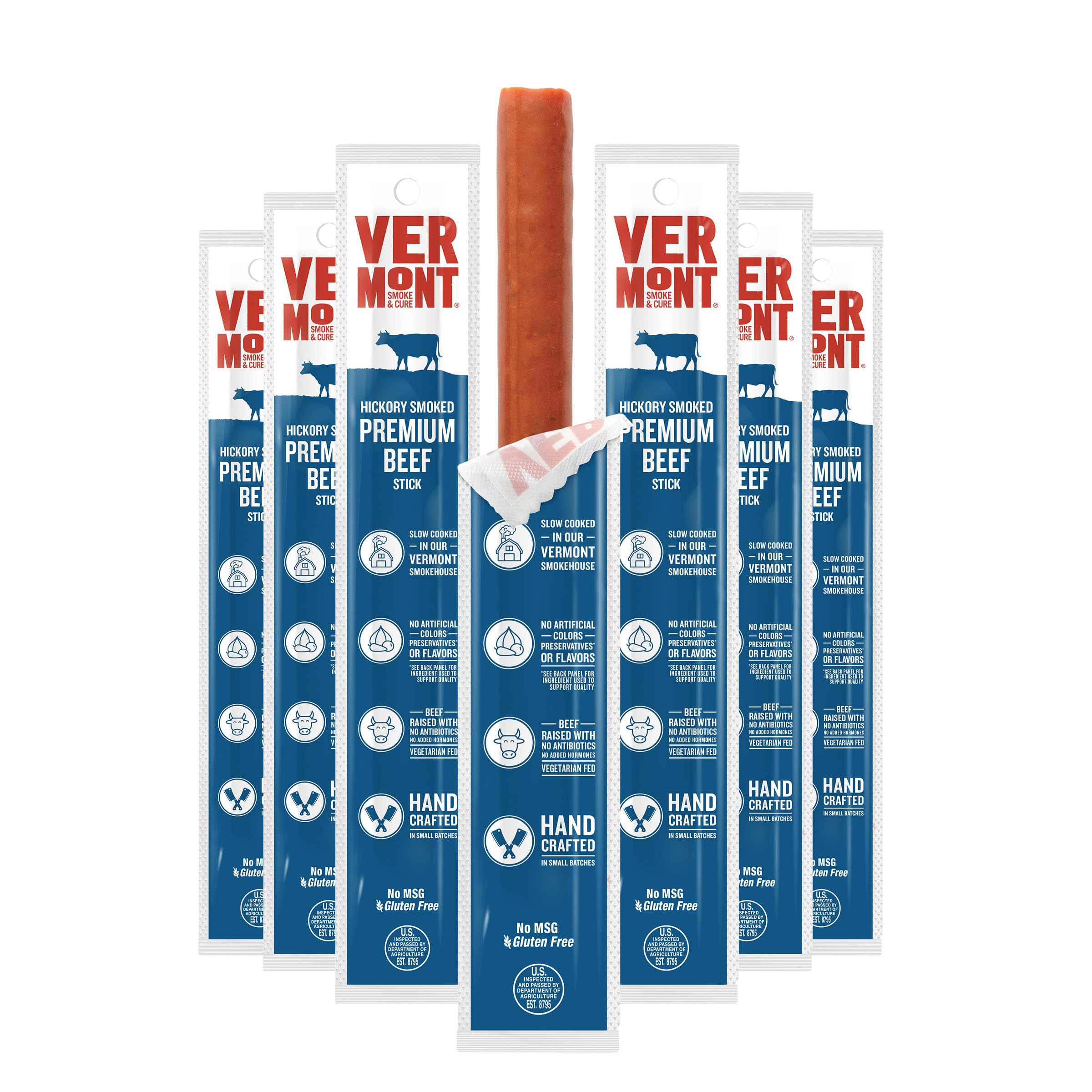Amazon.com: Vermont Smoke & Cure - Smoked Premium Beef Sticks - Meat  Protein Snack - Portable Healthier Meat Snack for Adults & Kids -  Individually Wrapped Jerky Snacks - 1oz