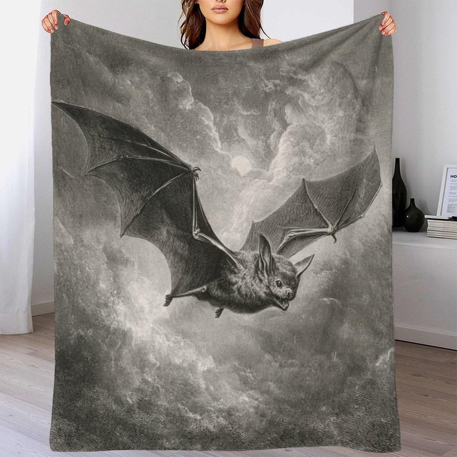 Vol de chauves-souris Manta Estampada 3D Colcha De Diseño Ropa De Cama De Microfibra Suave Y Cálida Sofá Ropa De Cama 80x90inch(200x230cm)