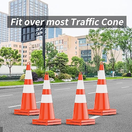 Miniatura 5 de YXINANOM 6 barras retráctiles de cono de tráfico, barras de cono expandibles de 4 pies a 7.2 pies para estacionamientos, construcción de carreteras,