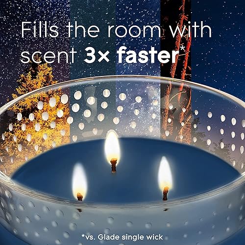 Miniatura 4 de Glade Vela, vela de fragancia infundida con aceites esenciales, vela ambientadora, vela de 3 mechas (noche de otoño)