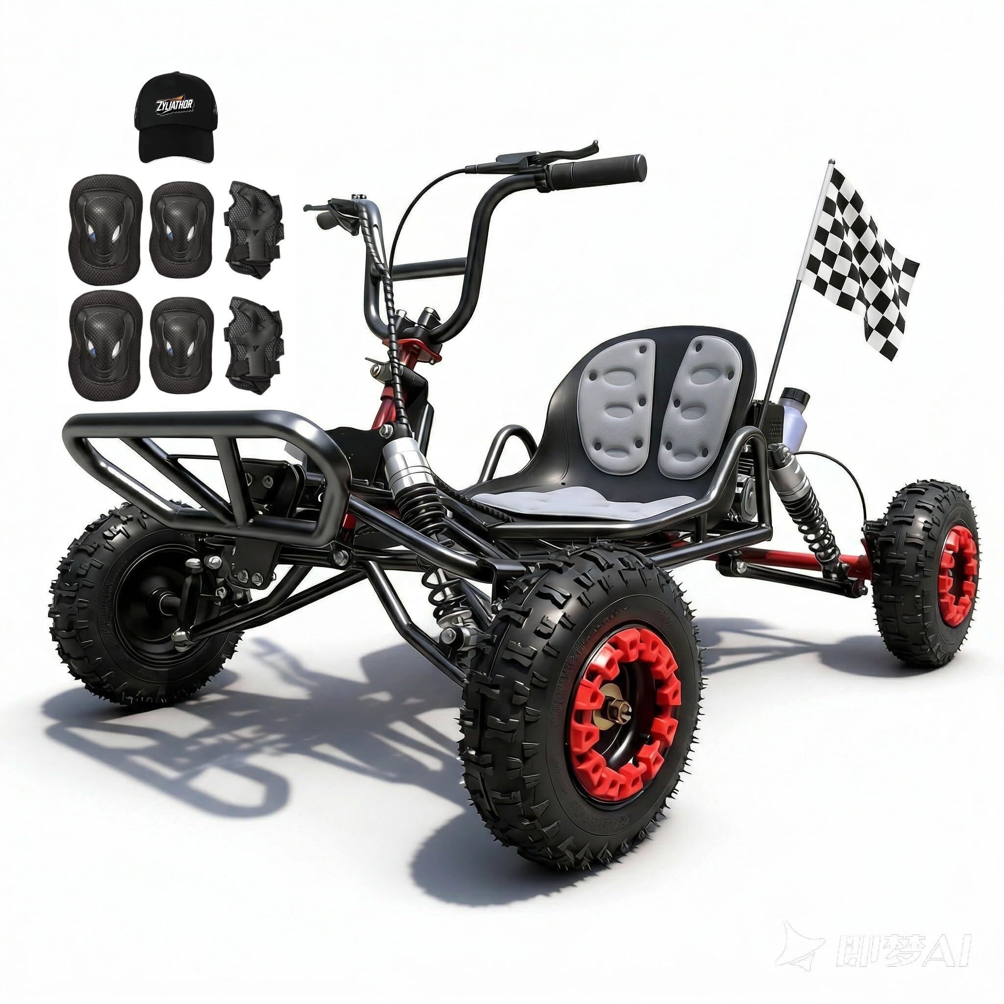 Adult & Kids Gas Go Kart, Up to 28MPH, Pull Start + Kill Switch, Hydraulic Disc Brake, 4-Wheel Independent Suspension, 6" All-Terrain Tires,Off-Road