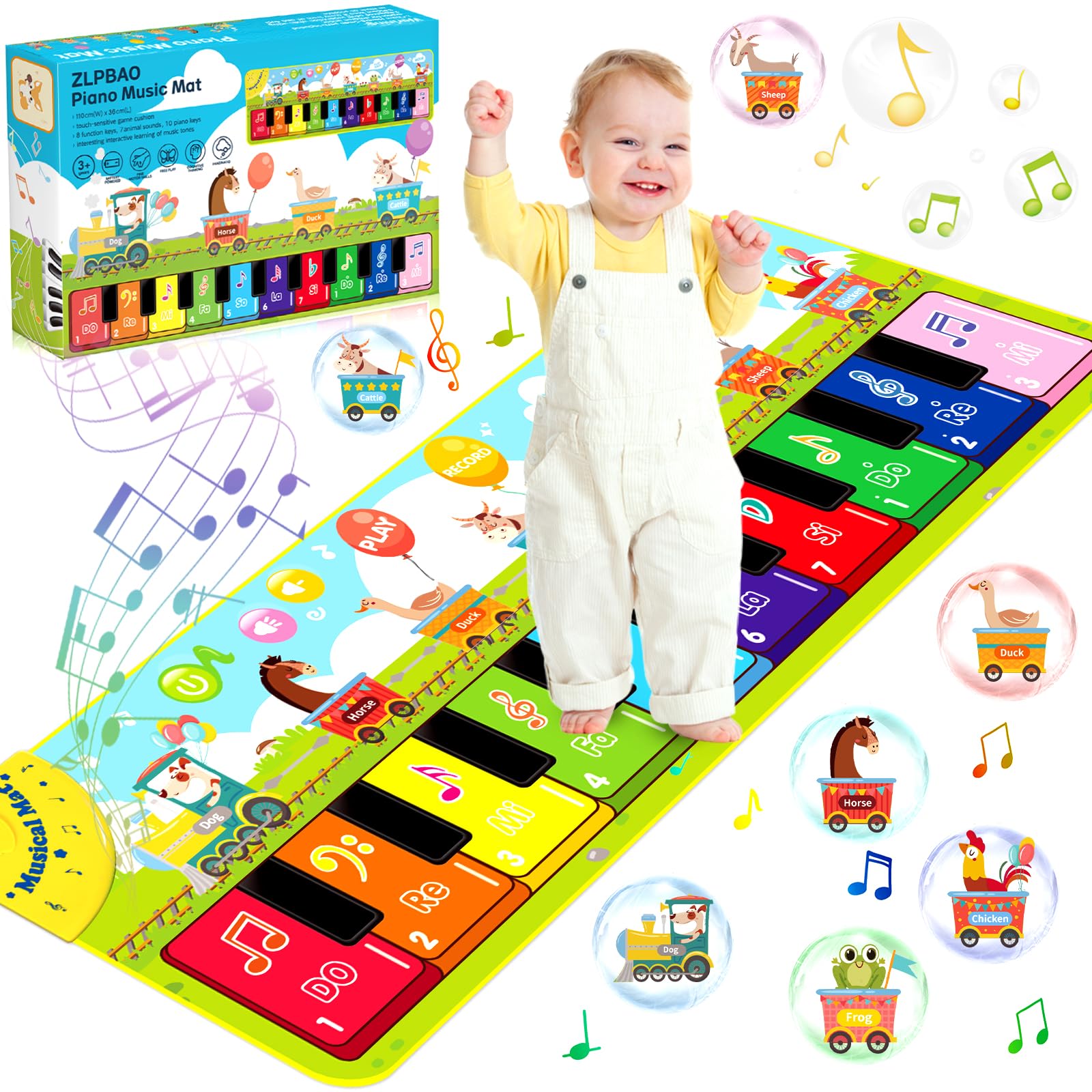ZLPBAO Alfombra Piano Bebé con 7 Animales, alfombrar Baile Musical para Niños 1-5 Años, Regalos de Cumpleaños y Navidad