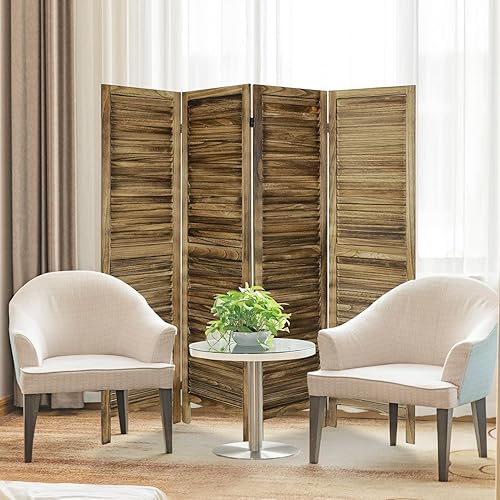Miniatura 8 de Babion Divisores de habitación de 4 paneles, separadores de habitación de madera, separadores de habitación portátiles y pantallas de privacidad