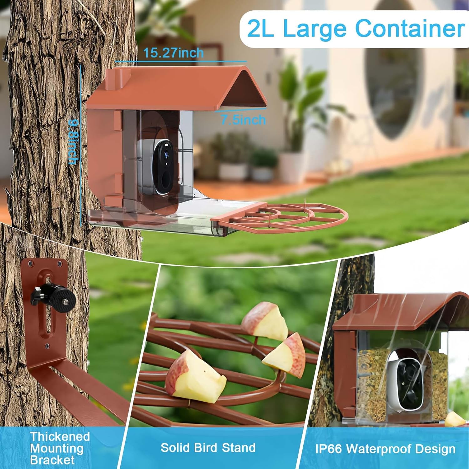 Zivif Bird Feeder with Camera, Smart Bird Watching with Solar Panel, HD Auto Capture Bird Videos & Motion Detection Bird Feeder Camera