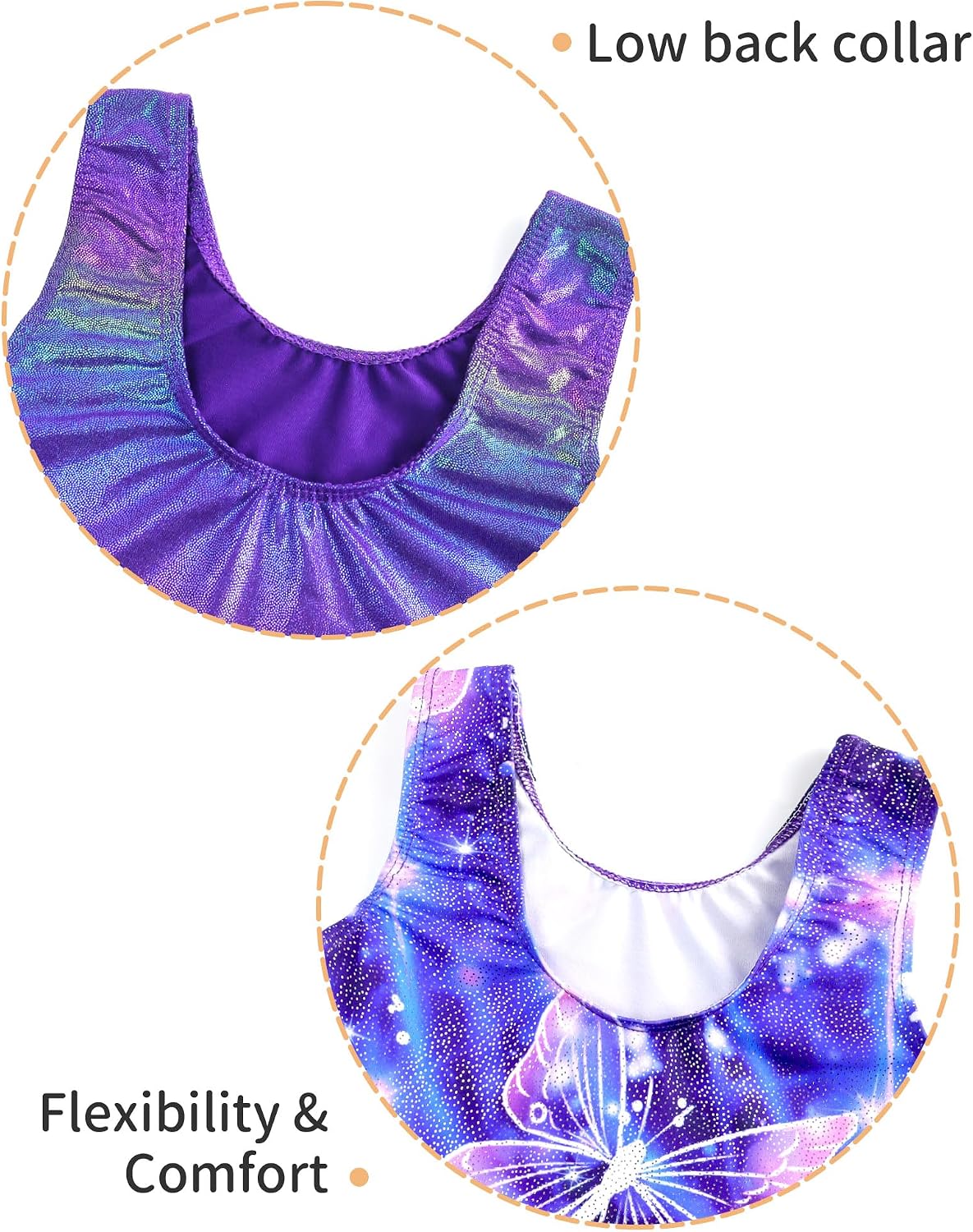 2 Pack Leotard for Girls Gymnastics Sparkly Sleeveless Unitards