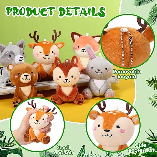 Miniatura 3 de Suilung 12 piezas de mini animales de peluche del bosque a granel de 4 pulgadas, lindos osos de peluche, conejo, ardilla, mapache, zorro, ciervo,