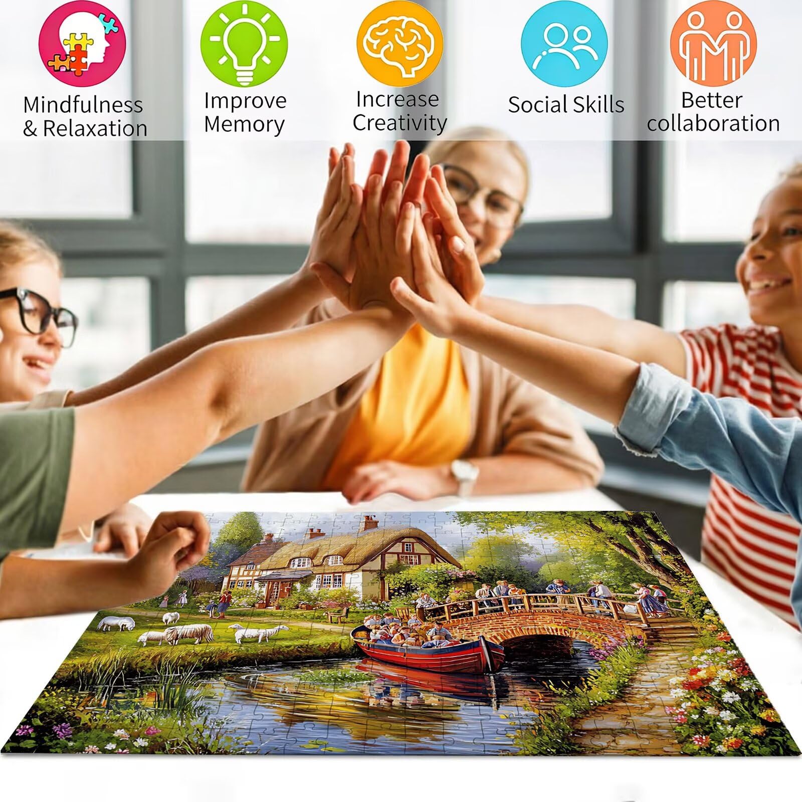 Gospodarstwo puzzle 1500 elementów, trudne puzzle, drewniane puzzle dla całej rodziny, zestaw "zrób to sam" dla dorosłych, nadają się jako dekoracja ścienna, prezent dla kobiet, temat: most 8p-675