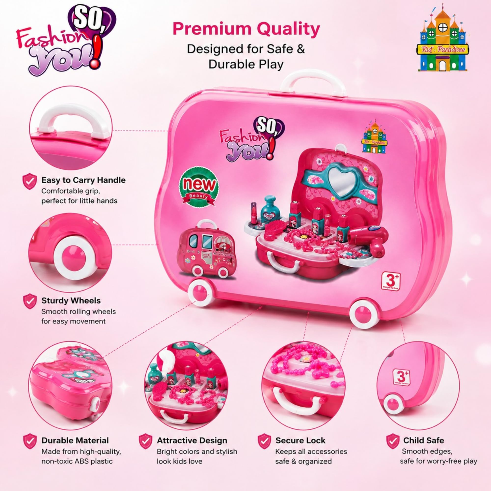 Buy Beauty Fashion Makeup Toy Set for Girls – Pretend Play Vanity