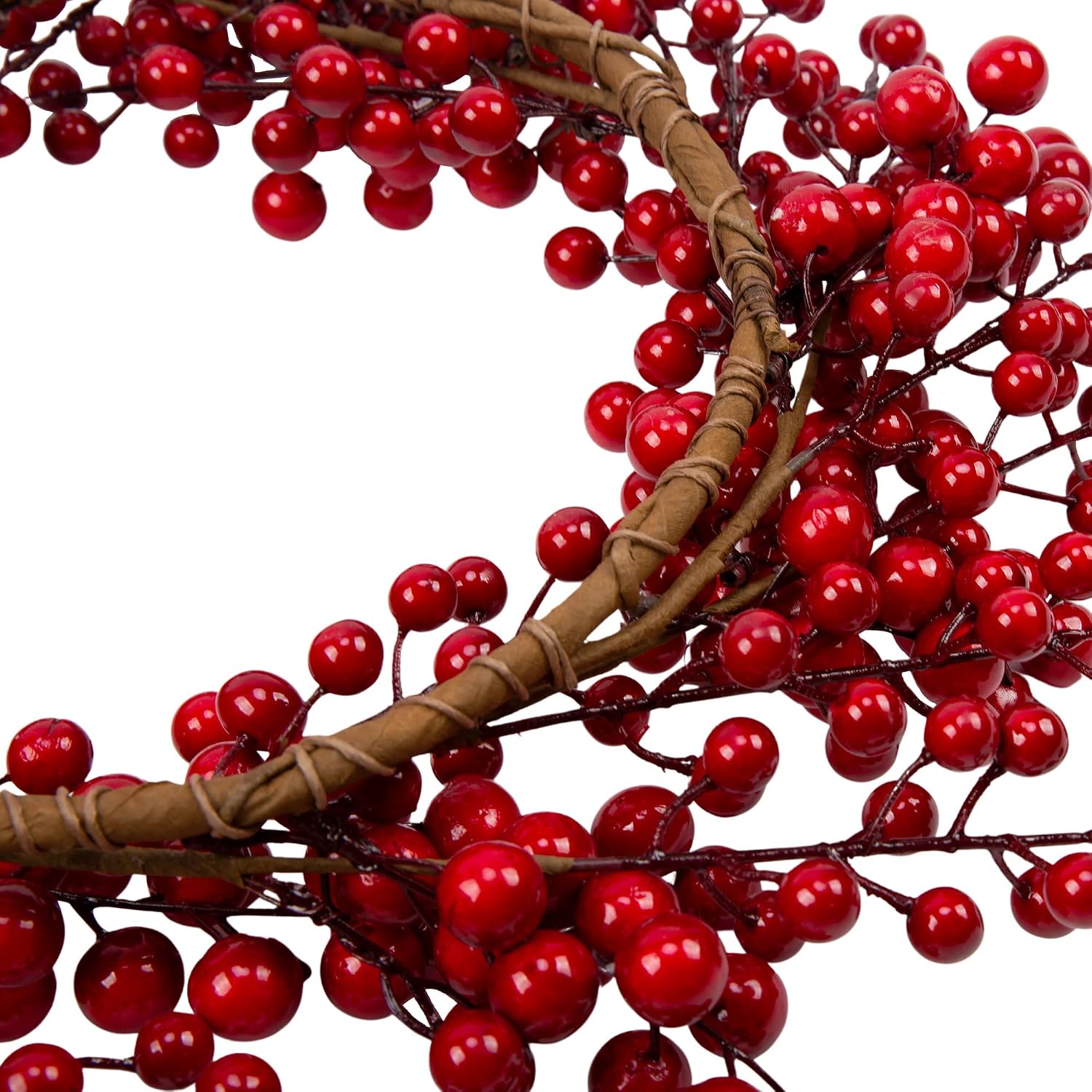18 Inch Artificial Christmas Wreath Winter Wreath Artificial Red Berry Wreath Door Wreath with Red Berry Twigs for Holiday and Party Decorations