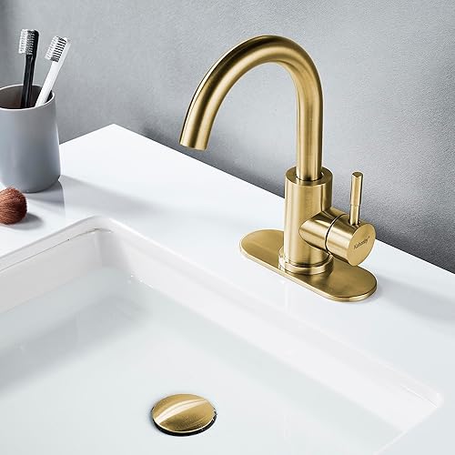 Miniatura 10 de Grifo de lavabo de baño negro mate de un solo agujero, moderno grifo de baño de una sola manija comercial de acero inoxidable grifo de fregadero de