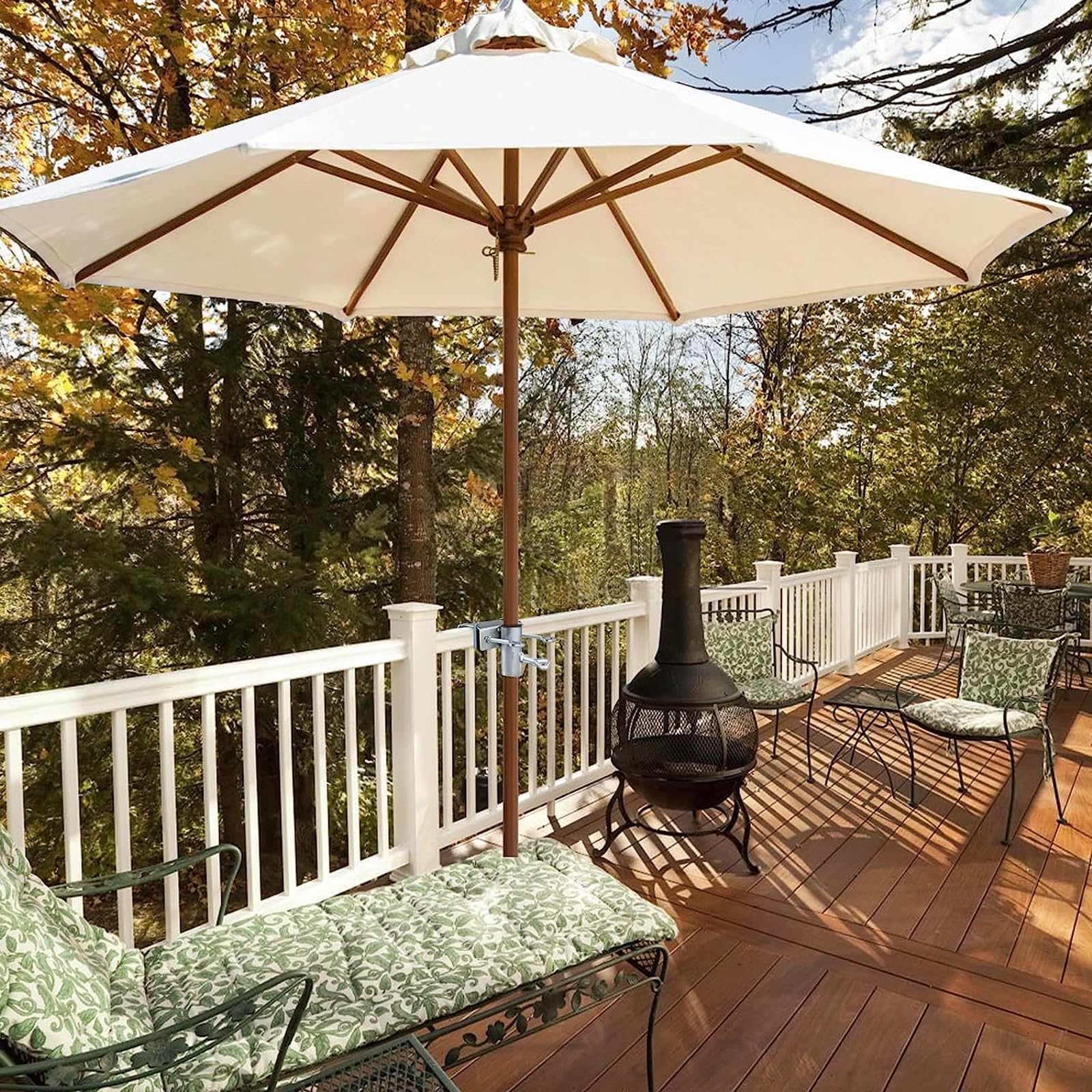 Pied De Parasol Pour Balcon - Support Métal Stable Pour Balustrade - Terrasse, Jardin, Table